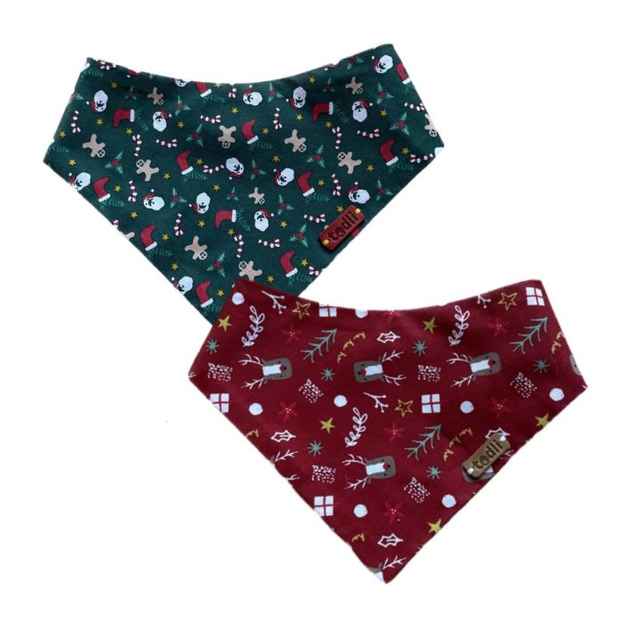 Двостороння бандана для собак Duckly Merry Christmas XL