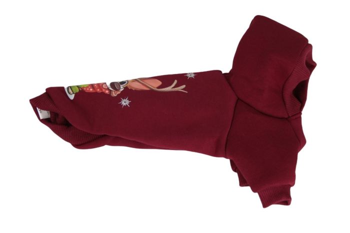 Олень світшот для собак дівчаток трикотаж на флісі Бордо XS