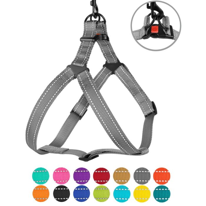 Шлея для собак BronzeDog 16мм (40-53 см) сіра пластиковий фастекс 1311 70Т 