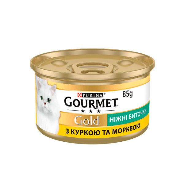 Gourmet Gold ніжні биточки для котів із куркою та морквою, 85 г 85 г