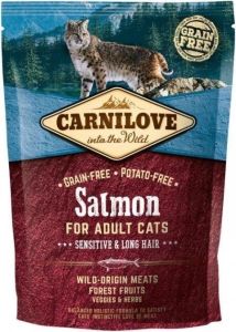 CarniLove Salmon Sensitive Long Hair з лососем сухий корм для кішок з чутливим травленням 400 г