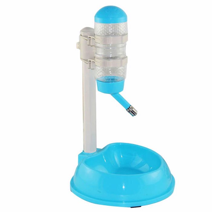 Миска сухі вуса для тварин універсальна 350 мл з поїлкою 550 мл пластик штатив блакитна 