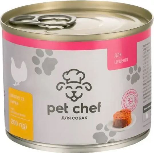 Pet chef консерви для цуценят з куркою 360г