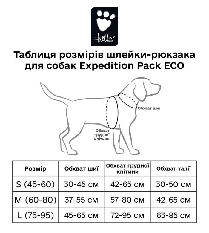 Шлейка-рюкзак для собак Hurtta Expedition Pack ECO Сірий 60-80