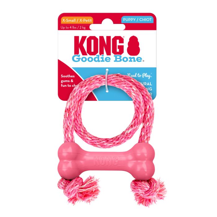 Іграшка для цуценят KONG Puppy Goodie Bone з мотузкою Рожевий XS