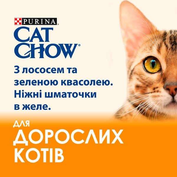 Cat Chow Adult консерва для котів із лососем і зеленою квасолею, 85 г Акція