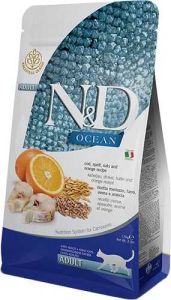 Farmina ND Low Grain Ocean Cod  Orange Adult Cat Фарміну низькозерновий сухий корм з тріскою та апельсином для дорослих котів та кішок 1.5 кг 