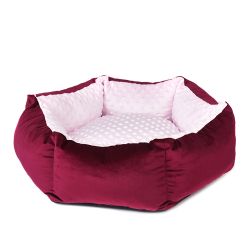 Лежак для тварин Шайба велюр і замша 2 605022 см Бордо