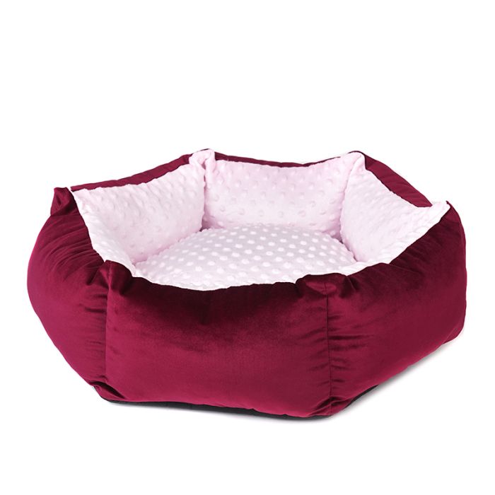 Лежак для тварин Шайба велюр і замша 2 605022 см Бордо
