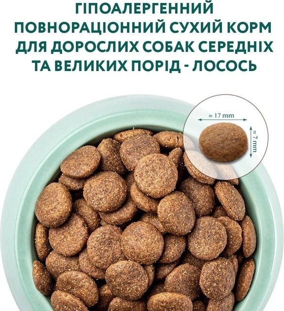 АКЦІЯ -18 Optimeal гіпоалергенний з лососем сухий корм для собак середніх та великих порід 1,5 кг 