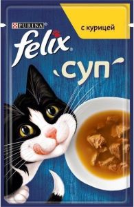 Purina Felix Вологий корм для котів суп із куркою 48г  