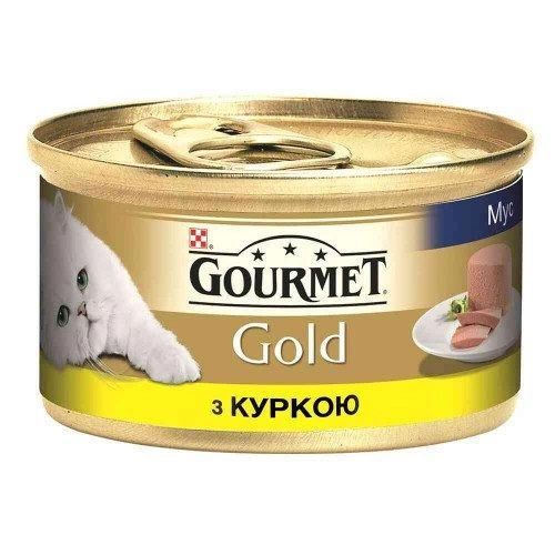 Gourmet Gold Соковита насолода Вологий корм для котів з куркою 85г 