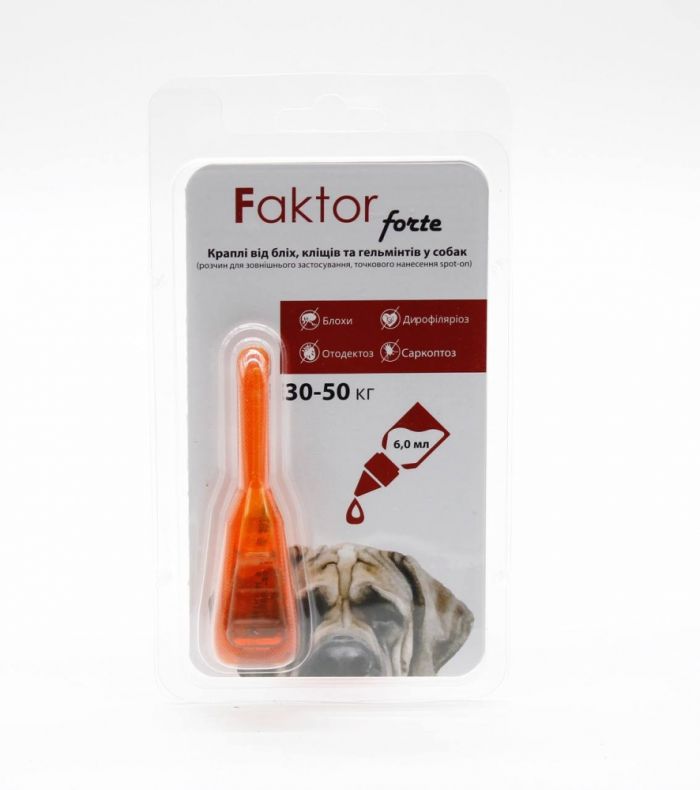 Faktor forte-краплі для собак від бліх, кліщів, гельмінтів 6мл 30-50кг 1 піпетка