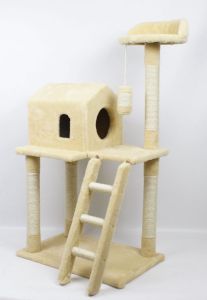 Когтеточка для кішки будинок + Драбинка джут Бежева  