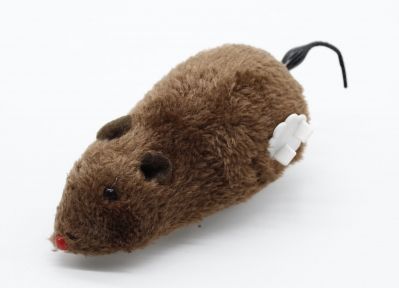 Миша на колесах заводна Біла 1566 см. Коричнева