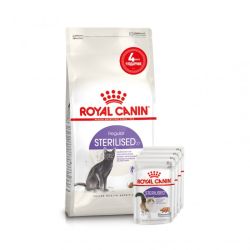 АКЦІЯ Royal Canin STERILISED для стерилізованих кішок набір корму 2 кг + 4 паучі 
