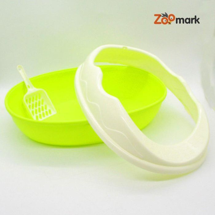 Туалет для кішок з високим бортом + лопатка 52х38х20 см Бірюзовий