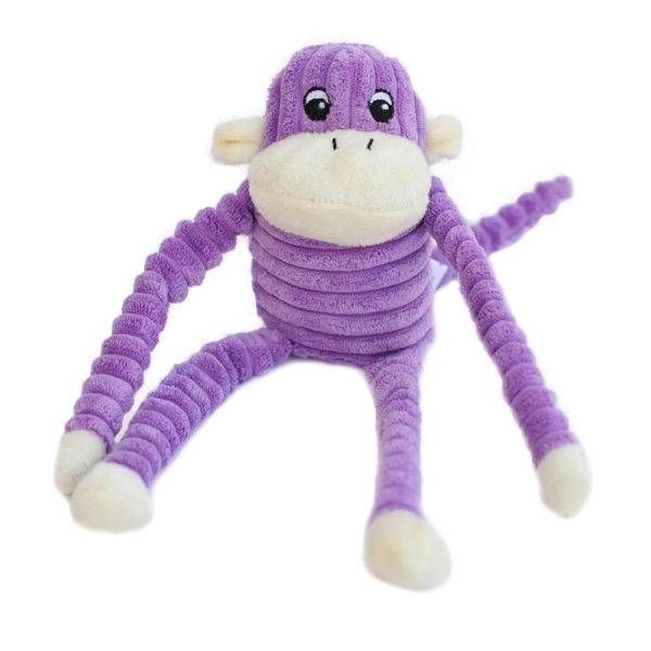 М'яка іграшка для собак мавпочка ZippyPaws Spencer Crinkle Monkey Purple Small з пищалкою