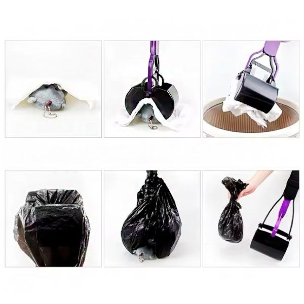 Совок для збирання фекалій собак фіолетово-чорний, 28х9 см 