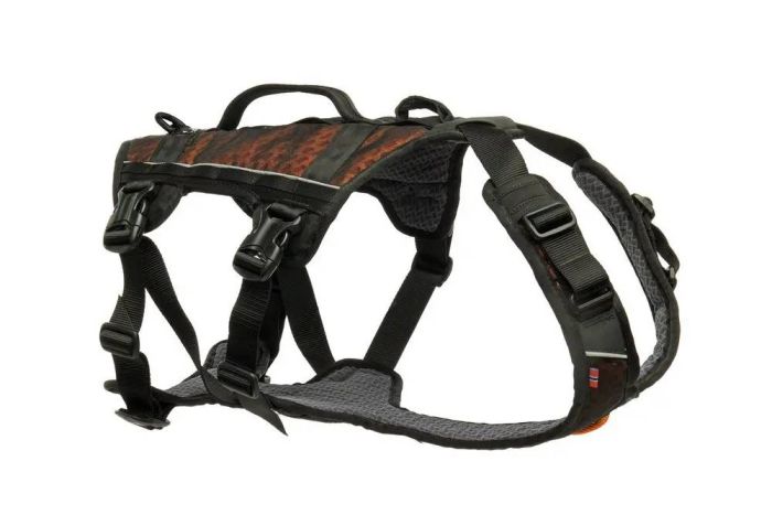 Подовжена шлейка для собак Rock harness long Non-stop dogwear Чорний/Помаранчевий M