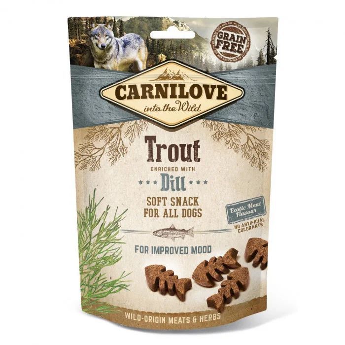 Ласощі Carnilove Dog Soft Snack для собак із фореллю та кропом 200г  