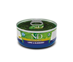Вологий корм Farmina ND Grain Free Prime Lamb Adult для котів, з ягням та чорницею, 70 г   Фарміна кет волог ND Grain Free PRIME LAMB ADULT з ягням, чорницею 70 г 02062