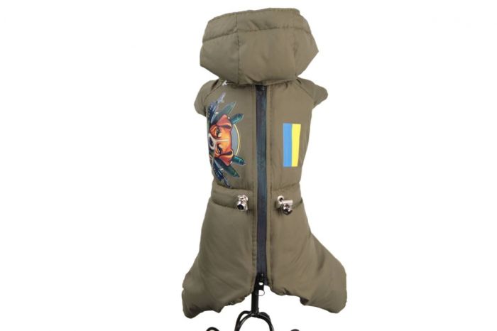 Хакі комбінезон для собак хлопчиків на силіконі S1