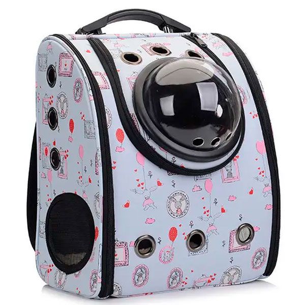 Рюкзак ілюмінатор шкіра 39х33х22 см Зайка блакитний