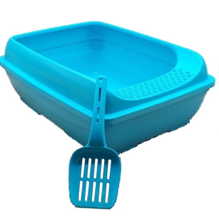 Туалет для кішок високий борт з лопаткою Блакитний 37х47х18 см Senyayla Туреччина 