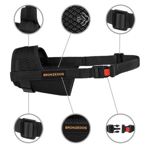 Намордник з регулюванням 4 з 3D сітки 27-33см для великої німецької вівчарки чорний т 57441 