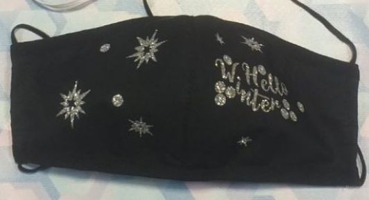 Маска чорна Сніжинка світловідбиваюча 1слой бязь, 2 шар бязь 