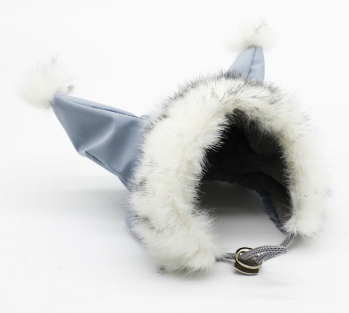 Шапка з вухами плащівка блакитна S1-M