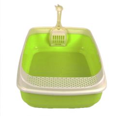 Туалет для котів квадратний з високим бортом з лопаткою салатовий 523820см 
