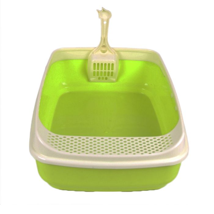 Туалет для котів квадратний з високим бортом з лопаткою салатовий 523820см 