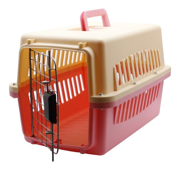 Переноска IATA з металевими дверима рожево-бежева до 20 кг (55x36x35 см) 