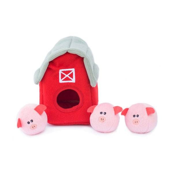 М'яка іграшка для собак зі свинками ZippyPaws Zippy Burrow Pig Barn з пищалкою