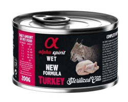 Вологий корм Alpha Spirit Turkey Complete для стерилізованих котів, з індичкою, 200 г AS Turkey for sterilizedКонсерва дкотів АС Торкі  Стерілайзд Кет 200г 1162