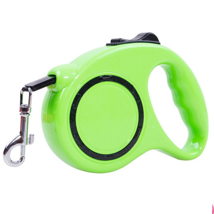 Рулетка для собак DIIL 5м  30 кг пластикова ручка стрічка з кнопкою LS132 Салатова