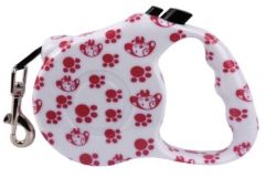 Рулетка для собак 3м12кг малюнок лапка пластикова ручка стрічка з кнопкою 