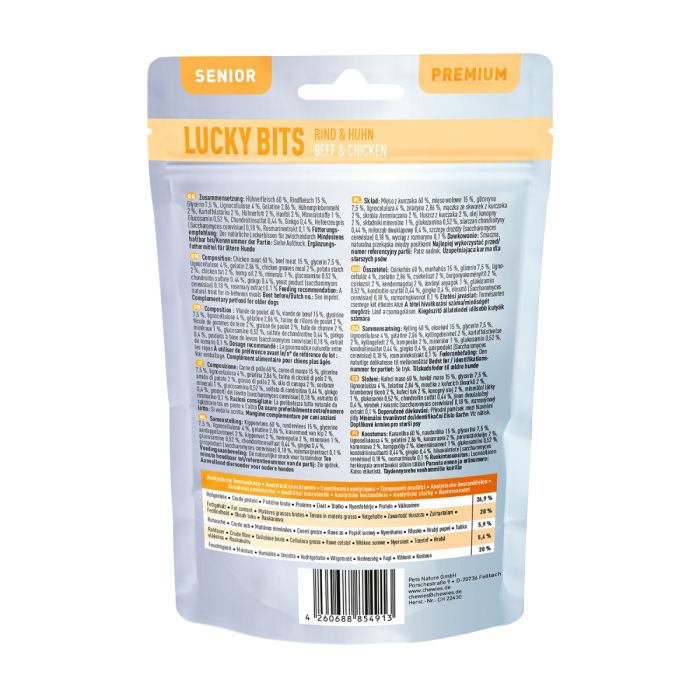 Натуральні ласощі з м'яса Яловичини та Курки Chewies Lucky Bits для дорослих і літніх собак 80 г