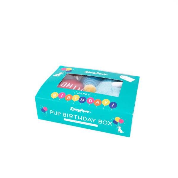 М'яка іграшка для собак подарунок на день народження ZippyPaws Pup Birthday Box Blue з пищалкою