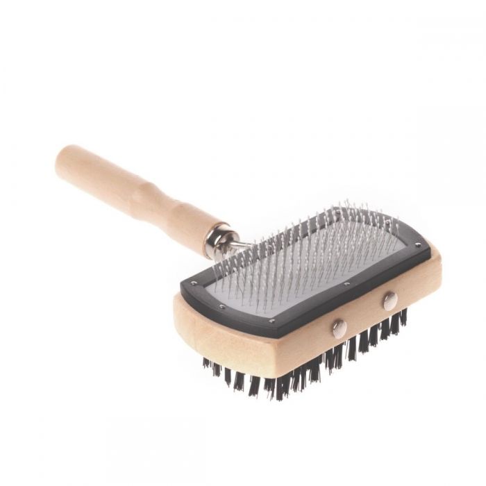 Двостороння пуходерка-щітка 17х11см деревяна GS04 