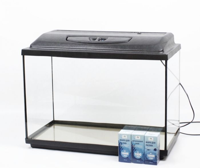 Комплект Акваріум прямий + Кришка LED + ПІддон + Подарунок 72 л. (60х30х40)