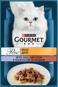 Purina Gourmet Perle Duo вологий корм для кішок з телятиною та качкою міні філе в підливці 85 г 