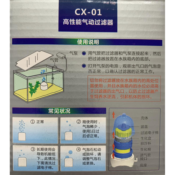 Фільтр аерліфтний CX-01 937484 Sun-Sun на 35-40 л 