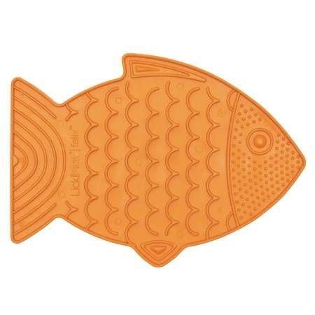 Лизальний килимок антистрес для кішок LickiMat Felix Orange у формі рибки