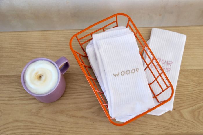 Шкарпетки для власників собак Palopa Tennis Socks Lettering Бежевий/Рожевий 2 пари 35-40