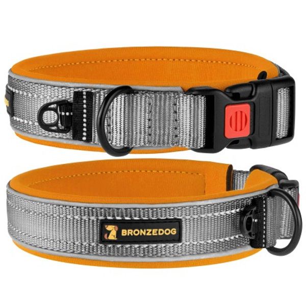 Нашийник з неопрену світловідбиваючий Помаранчевий 25мм (51-59см)