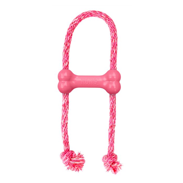 Іграшка для цуценят KONG Puppy Goodie Bone з мотузкою Рожевий XS