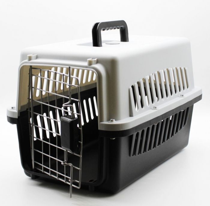 Переноска IATA з металевими дверима сіро-чорна до 30 кг (67x47x46 см)